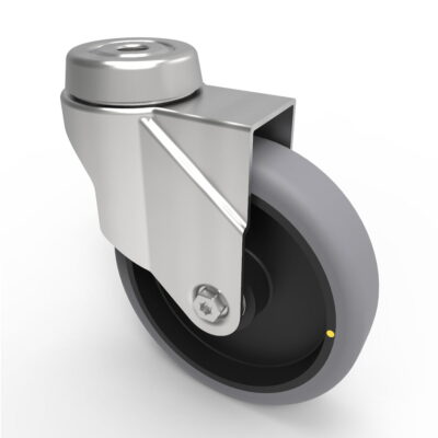 Electrically Conductive Rubber Bolt Hole Swivel Castor 100mm 70kg