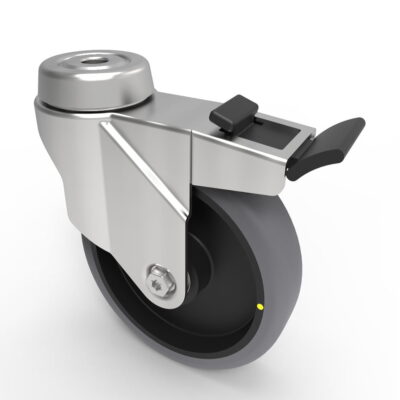 Electrically Conductive Rubber Bolt Hole Swivel Castor Brake 100mm 70kg