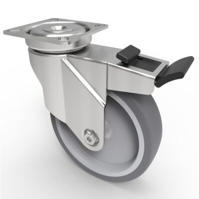 Rubber Swivel Castor Plate Brake 100mm 70kg