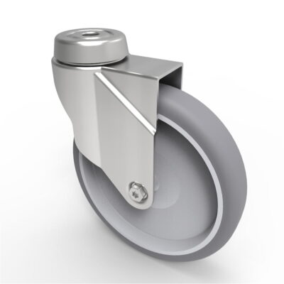 Rubber Swivel Castor Bolt Hole 125mm 80kg