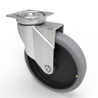 Electrically Conductive Rubber Plate Swivel Castor 125mm 80kg Load