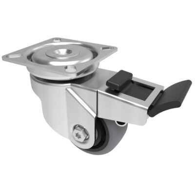 Electrically Conductive Rubber Plate Swivel Castor Brake 50mm 50kg Load