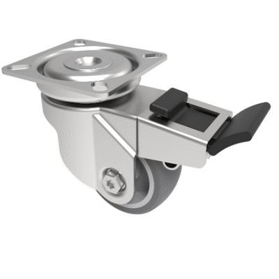 Rubber Swivel Castor Plate Brake 50mm 50kg