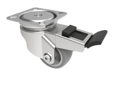 Rubber Swivel Castor Plate Brake 75mm 50kg
