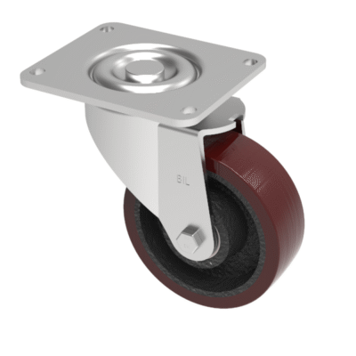 Polyurethane Cast Iron Plate Swivel Castor 150mm 1000kg Load