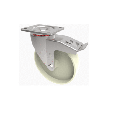 Nylon Plate Swivel Castor Brake 100mm 220kg Load