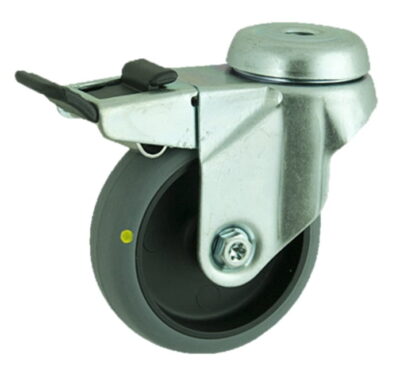 Electrically Conductive Rubber Bolt Hole Swivel Castor Brake 75mm 70kg