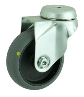 Electrically Conductive Rubber Bolt Hole Swivel Castor 75mm 70kg Load