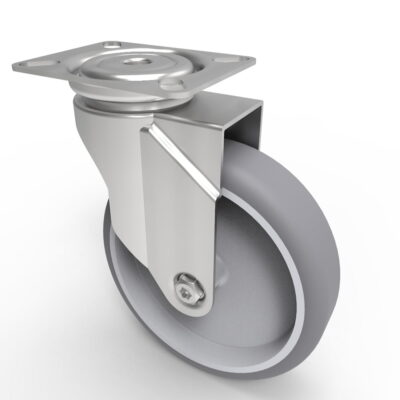 Rubber Swivel Castor Plate 125mm 100kg