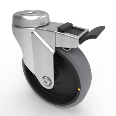 Electrically Conductive Rubber Bolt Hole Swivel Castor Brake 125mm 100kg