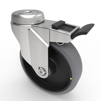 Electrically Conductive Rubber Bolt Hole Swivel Castor Brake 125mm 100kg