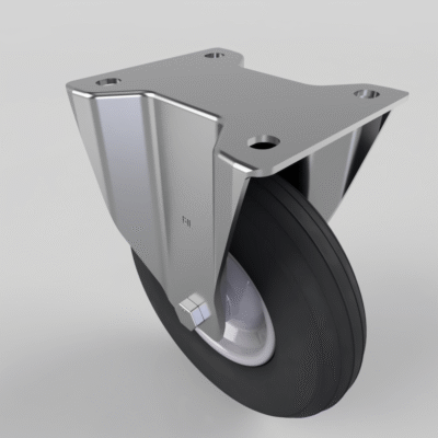 Puncture Proof Polyurethane Plate Fixed Castor 200mm 75kg Load
