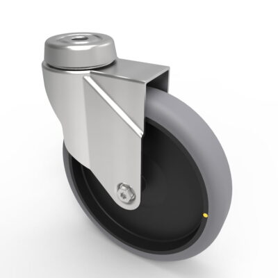 Electrically Conductive Rubber Bolt Hole Swivel Castor 125mm 80kg Load