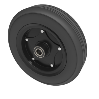 Black Rubber Pressed Steel 355mm Ball Bearing Wheel 400kg Load